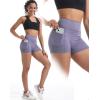 imageNELEUS Womens Athletic Shorts High Waist Tummy Control Workout Biker Shorts for Running Gym Yoga9118 BlackGreyPurple 3 Pack