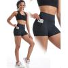 imageNELEUS Womens Athletic Shorts High Waist Tummy Control Workout Biker Shorts for Running Gym Yoga9118 BlackRedDark Navy 3 Pack