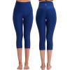 imageNELEUS Womens Yoga Running Capris Tummy Control High Waist Workout Pants9042 BlackBlue 2 Pack