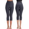 imageNELEUS Womens Yoga Running Capris Tummy Control High Waist Workout Pants9042 BlackGrey 2 Pack