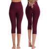 imageNELEUS Womens Yoga Running Capris Tummy Control High Waist Workout Pants9042 BlackRed 2 Pack