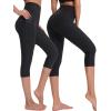 imageNELEUS Womens Yoga Running Capris Tummy Control High Waist Workout Pants9042 BlackRed 2 Pack