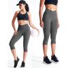 imageNELEUS Womens Yoga Running Capris Tummy Control High Waist Workout Pants9123 BlackGreyLight Green  3 Pack