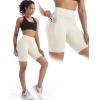 imageNELEUS Womens 8quot Biker Shorts High Waist Tummy Control Workout Running Shorts for Gym Yoga9119 BlackGreyCreamy White 3 Pack