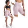 imageNELEUS Womens 8quot Biker Shorts High Waist Tummy Control Workout Running Shorts for Gym Yoga9119 BlackGreyPink 3 Pack