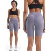 imageNELEUS Womens 8quot Biker Shorts High Waist Tummy Control Workout Running Shorts for Gym Yoga9119 BlackGreyPurple 3 Pack
