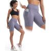 imageNELEUS Womens 8quot Biker Shorts High Waist Tummy Control Workout Running Shorts for Gym Yoga9119 PinkGreenPurple 3 Pack