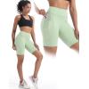 imageNELEUS Womens 8quot Biker Shorts High Waist Tummy Control Workout Running Shorts for Gym Yoga9119 PinkGreenPurple 3 Pack