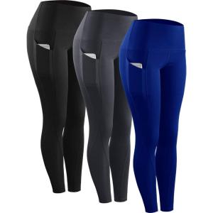 imageNELEUS High Waist Running Workout Leggings for Yoga with Pockets9017 Yoga Pant 3 PackblackGreyBlue