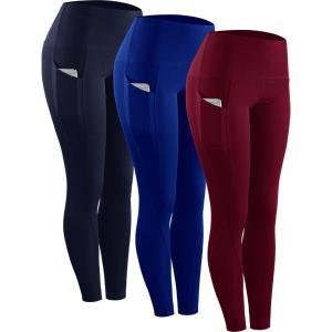 imageNELEUS High Waist Running Workout Leggings for Yoga with Pockets9017 Yoga Pant 3 PackblueNavyRed