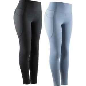imageNELEUS High Waist Running Workout Leggings for Yoga with Pockets9069 BlackLight Steel Blue  2 Pack