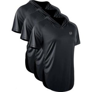 imageNELEUS Womens Sun Protection Running Shirts Workout Athletic Shirts with Hoods8104 BlackBlackBlack 3 Pack
