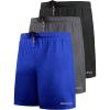 imageNELEUS Mens 7 inch Lightweight Workout Running Shorts with Pockets6058 3 Pack Black grey blue