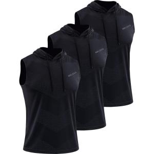 imageNeleus Mens Workout Tank Tops 3 Pack Sleeveless Running Shirts with Hoodie5098 BlackBlackBlack 3 Pack