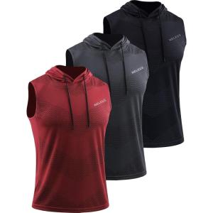 imageNeleus Mens Workout Tank Tops 3 Pack Sleeveless Running Shirts with Hoodie5098 BlackGreyRed 3 Pack