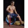 imageNELEUS Mens Compression Shorts Pack of 36012 Blackred StripeGreyNavy Blue 3 Pack