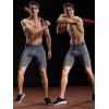 imageNELEUS Mens Compression Shorts Pack of 36012 GreyBlackred StripeWhite 3 Pack