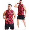 imageNeleus Mens Running Tank Tops 3 Pack Sleeveless Workout Athletic Shirts with Hoods5121 RedGreyOlive Green  3 Pack