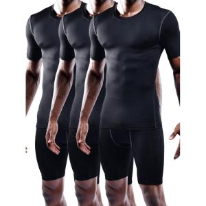 imageNELEUS Mens 3 Pack Athletic Compression Base Layer Workout Shirt5003 BlackBlackBlack 3 Pack