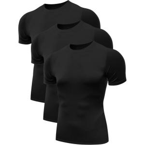 imageNELEUS Mens 3 Pack Athletic Compression Base Layer Workout Shirt5011 3 Pack Black