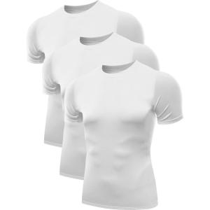 imageNELEUS Mens 3 Pack Athletic Compression Base Layer Workout Shirt5011 3 Pack White