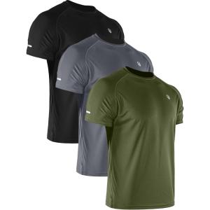 imageNELEUS Mens Dry Fit Mesh Athletic Shirts5016 BlackGreyOlive Green