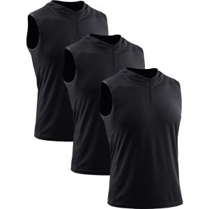 imageNeleus Mens Running Tank Tops 3 Pack Sleeveless Workout Athletic Shirts with Hoods5099 BlackBlackBlack 3 Pack