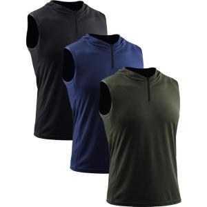 imageNeleus Mens Running Tank Tops 3 Pack Sleeveless Workout Athletic Shirts with Hoods5099 BlackNavyOlive Green 3 Pack