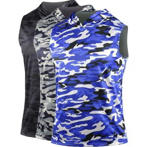 imageNeleus Mens Running Tank Tops 3 Pack Sleeveless Workout Athletic Shirts with Hoods5121 BlackGreyBlue 3 Pack