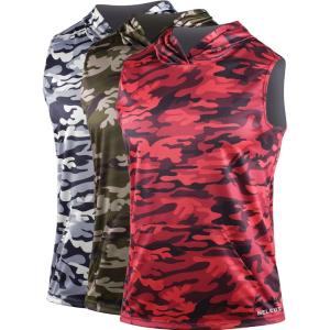 imageNeleus Mens Running Tank Tops 3 Pack Sleeveless Workout Athletic Shirts with Hoods5121 RedGreyOlive Green  3 Pack