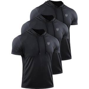 imageNELEUS Dry Fit Workout Athletic Muscle Tank Top Running Shirts with Hoods5084 BlackBlackBlack 3 Pack