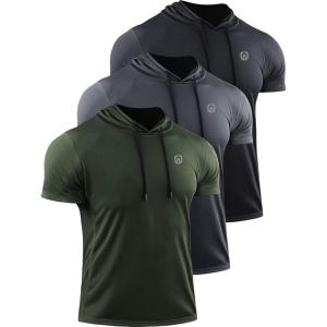 imageNELEUS Dry Fit Workout Athletic Muscle Tank Top Running Shirts with Hoods5084 BlackGreyOlive Green 3 Pack