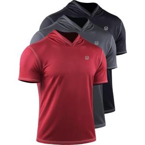 imageNELEUS Dry Fit Workout Athletic Muscle Tank Top Running Shirts with Hoods5118 BlackGreyRed 3 Pack