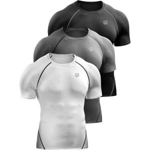 imageNELEUS Mens Compression Baselayer Athletic Workout T Shirts5022 BlackGreyWhite