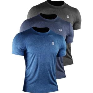 imageNELEUS Mens Dry Fit Athletic Running Shirt506 BlackBlueNavy Blue