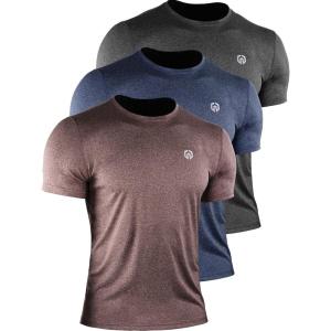 imageNELEUS Mens Dry Fit Athletic Running Shirt506 BlackBrowNavy Blue