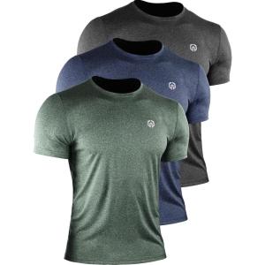 imageNELEUS Mens Dry Fit Athletic Running Shirt506 BlackNavy BlueOlive Green