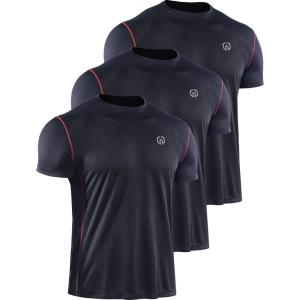imageNELEUS Mens Dry Fit Athletic Running ShirtZ027 BlackBlackBlack 3 Pack