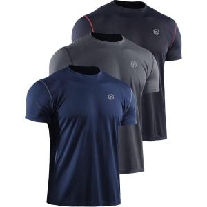 imageNELEUS Mens Dry Fit Athletic Running ShirtZ027 BlackGreyNavy Blue 3 Pack