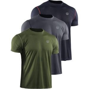 imageNELEUS Mens Dry Fit Athletic Running ShirtZ027 BlackGreyOlive Green 3 Pack