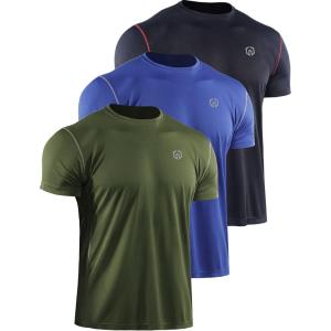 imageNELEUS Mens Dry Fit Athletic Running ShirtZ027 BlackOlive GreenBlue 3 Pack