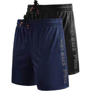imageNELEUS Mens Lightweight Workout Athletic Shorts with Pockets6056 2 Packblack navy Blue