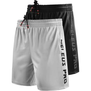 imageNELEUS Mens Lightweight Workout Athletic Shorts with Pockets6056 2 Packblack white