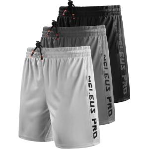 imageNELEUS Mens Lightweight Workout Athletic Shorts with Pockets6056 BlackGreyWhite 3 Pack