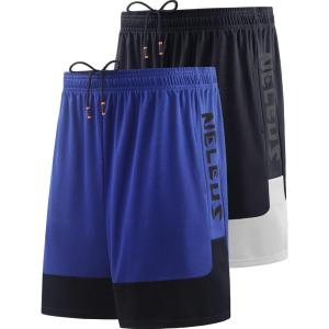 imageNELEUS Mens Lightweight Workout Athletic Shorts with Pockets6093 BlackBlue 2 Pack