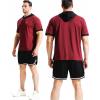 imageNELEUS Mens Dry Fit Performance Athletic Shirt with Hoods5112 BlackBlueRed 3 Pack