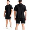 imageNELEUS Mens Dry Fit Performance Athletic Shirt with Hoods5112 BlackGreyNavy Blue 3 Pack