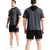 imageNELEUS Mens Dry Fit Performance Athletic Shirt with Hoods5112 BlackGreyRed 3 Pack