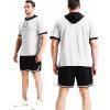 imageNELEUS Mens Dry Fit Performance Athletic Shirt with Hoods5112 WhiteGreyBlue 3 Pack