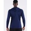 imageNELEUS Mens Running Shirt Long Sleeve Workout Shirts with HoodsUpf 50 BlackNavyLight Blue 3 Pack